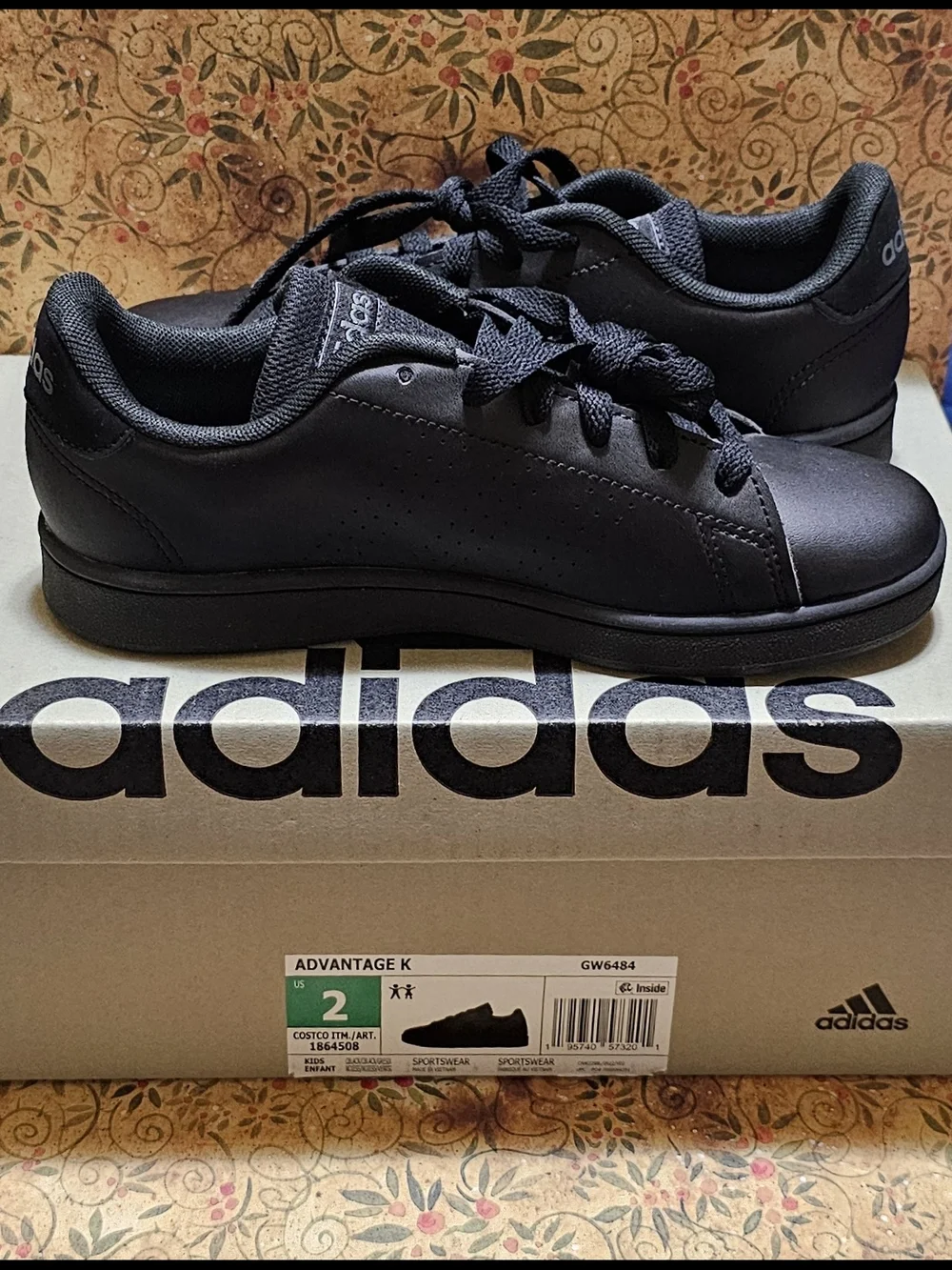 Adidas Kids Advantage K Black Low-Top Lace-Up Sneakers - Picture 7 of 8